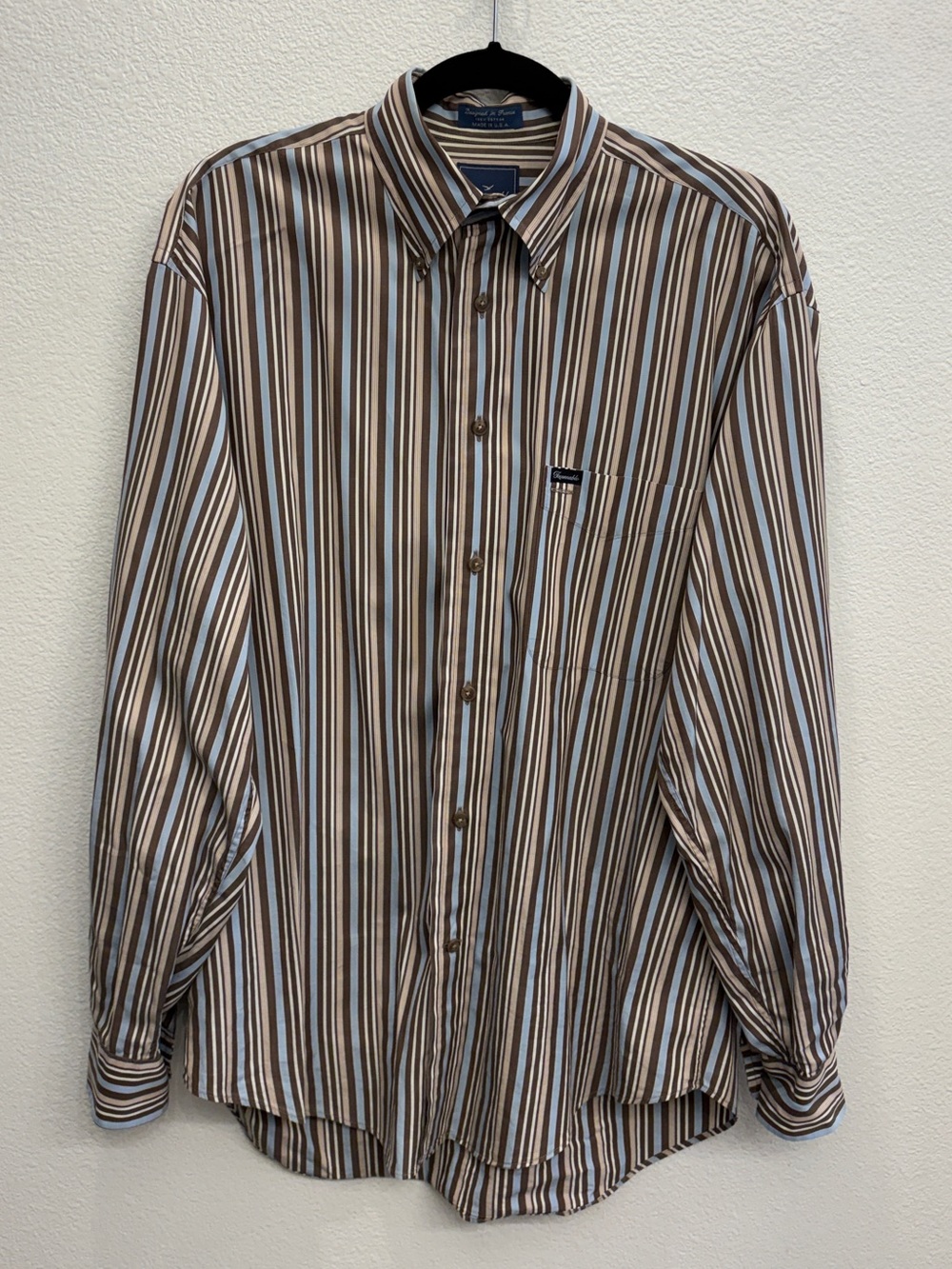 Faconnable Vintage Classic Preppy Striped Button-Down Medium